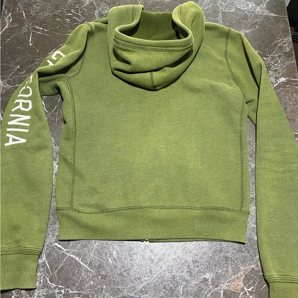 🔥 Y2K Hollister California Full Zip Hoodie Olive Green Women’s Large 🔥 - Picture 9 of 10
